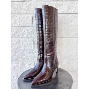 NEW PARIS TEXAS women's stiletto heel leather boots in ebony